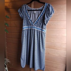 Bubble Sleeve Geometric Floral Print Dress